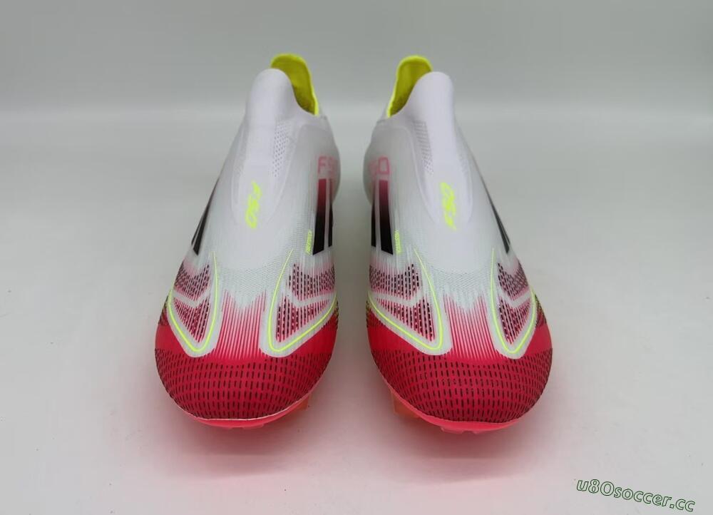Men's Adidas F50 Elite Laceless FG Firm Ground Low-Tops Football Boots - White/Red/Black