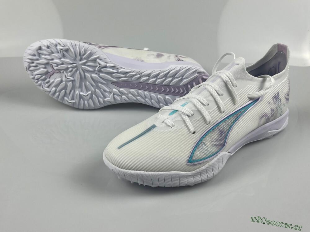 Men's Puma Ultra Ultimate TF Artificial Turf Low-Tops Football Shoes - White/Purple/Blue