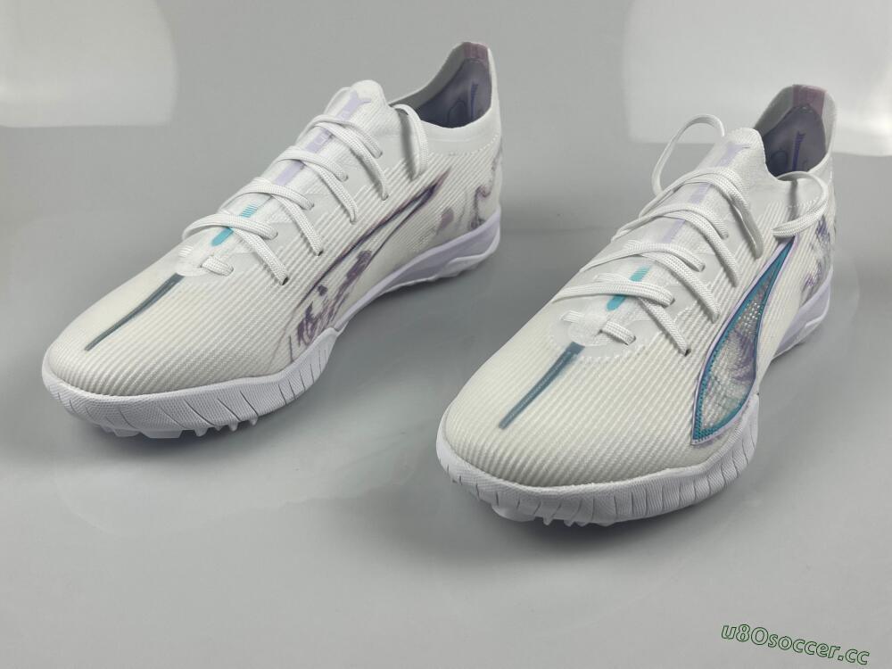 Men's Puma Ultra Ultimate TF Artificial Turf Low-Tops Football Shoes - White/Purple/Blue