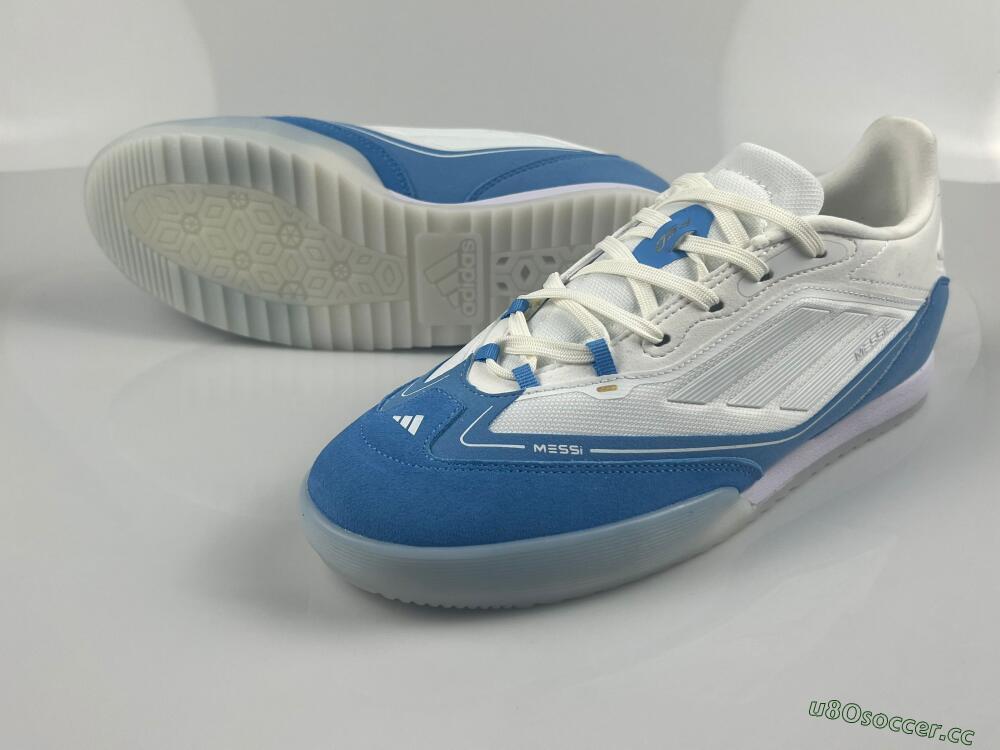 Men's Messi Adizero F50 Freestyle IC Indoor & Futsal Low-Tops Football Shoes - White/Blue/Grey