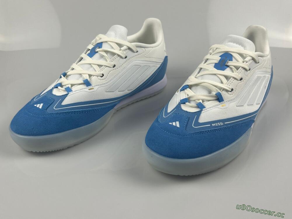 Men's Messi Adizero F50 Freestyle IC Indoor & Futsal Low-Tops Football Shoes - White/Blue/Grey