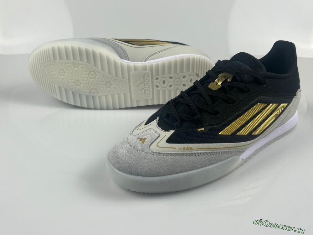 Men's Messi Adizero F50 Freestyle IC Indoor & Futsal Low-Tops Football Shoes - Grey/Black/Gold