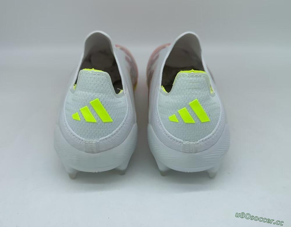 Men's Adidas F50+ Lightstrike Pro Laceless FG Firm Ground Low-Tops Football Boots - White/Red/Yellow/Black