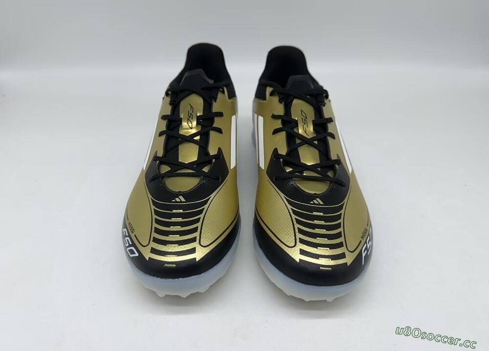 Men's Adidas F50 Pro TF Artificial Turf Low-Tops Football Shoes - Gold/White/Black