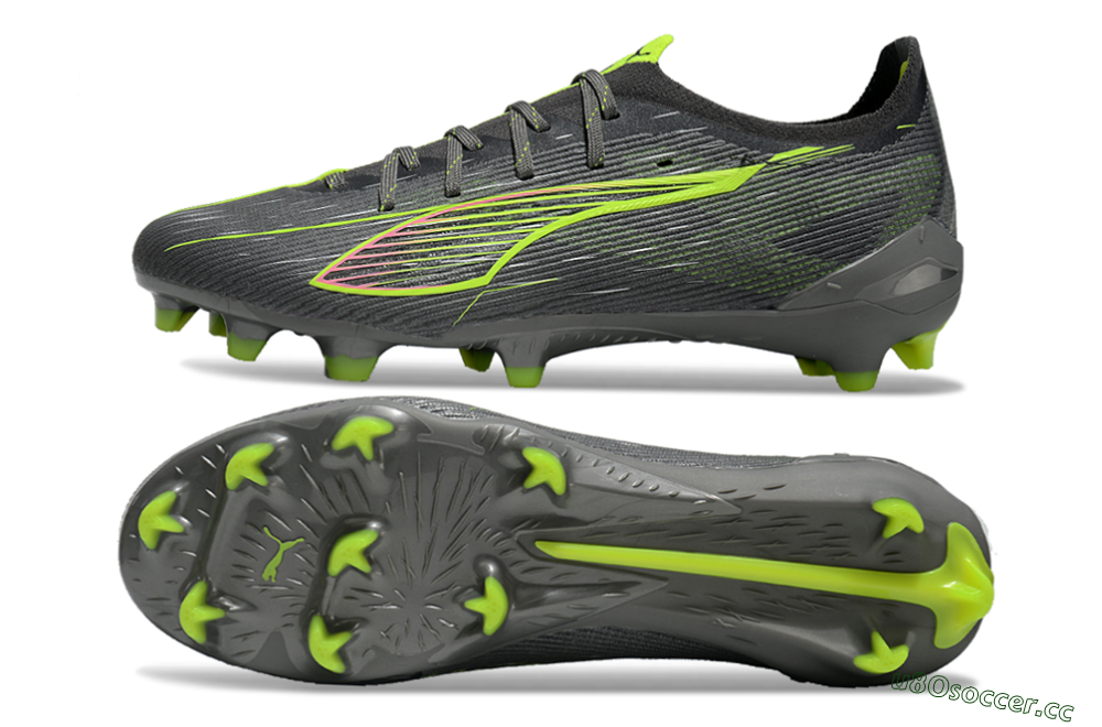 Men's Puma Ultra Ultimate FG Firm Ground Low-Tops Football Boots - Oliver Green/Yellow 1