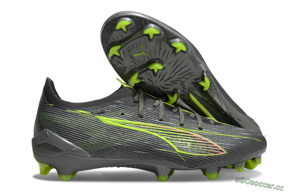 Men's Puma Ultra Ultimate FG Firm Ground Low-Tops Football Boots - Oliver Green/Yellow 2