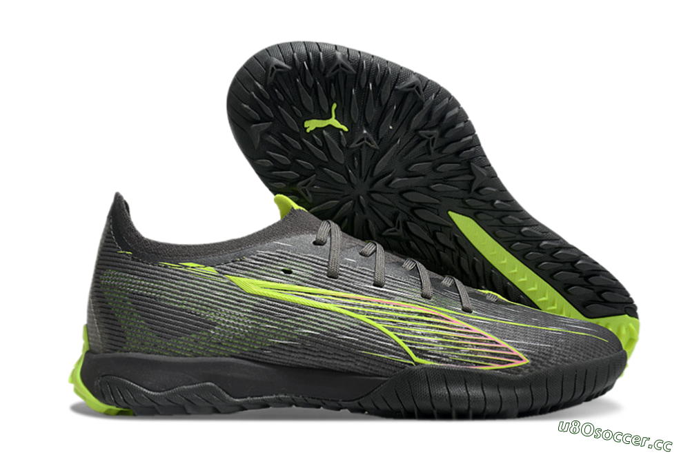 Men's Puma Ultra Ultimate TF Artificial Turf Low-Tops Football Shoes - Oliver Green/Yellow 2
