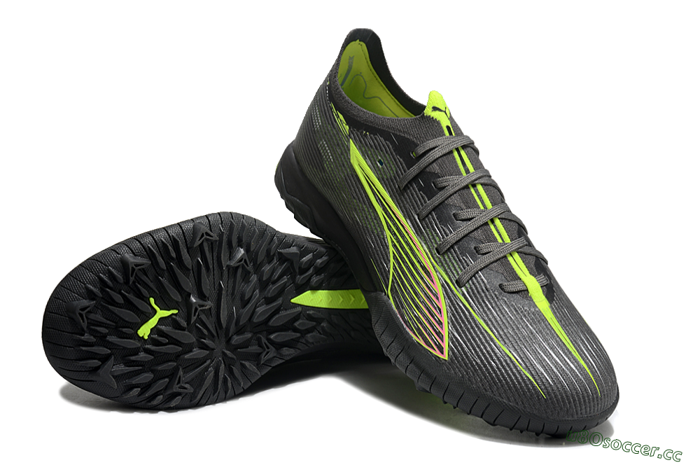 Men's Puma Ultra Ultimate TF Artificial Turf Low-Tops Football Shoes - Oliver Green/Yellow 3