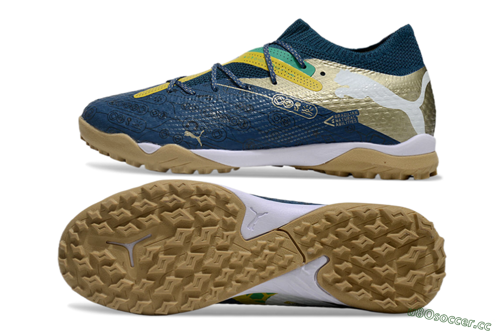Men's Puma x Neymar Future 7 Ultimate bna TF Artificial Turf Low-Tops Football Shoes - Blue/Yellow/Green 1