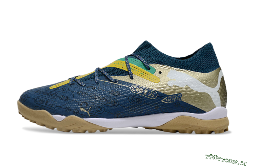 Men's Puma x Neymar Future 7 Ultimate bna TF Artificial Turf Low-Tops Football Shoes - Blue/Yellow/Green 0