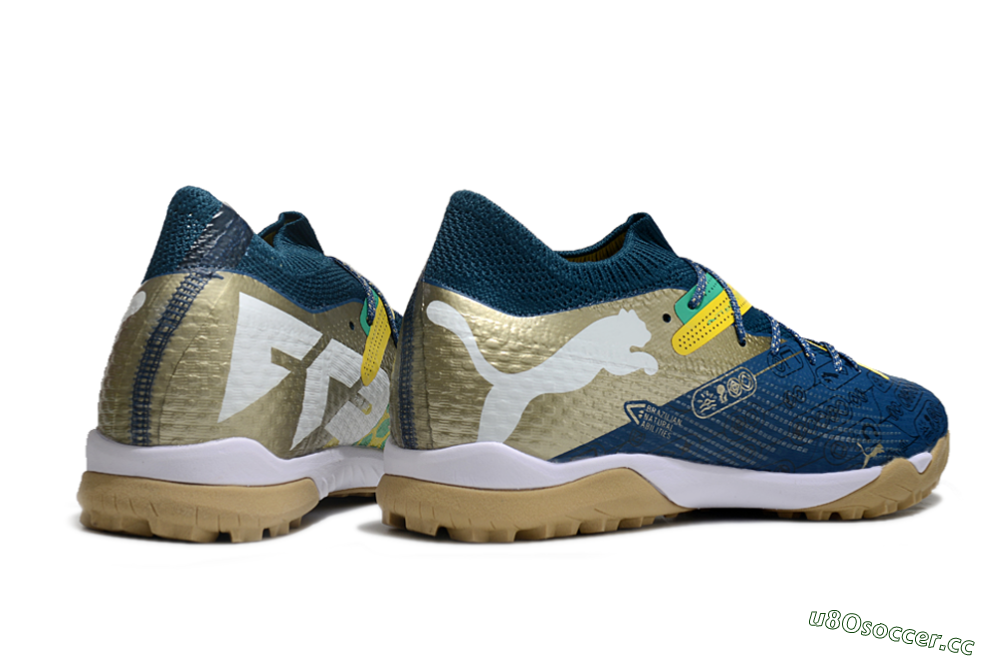 Men's Puma x Neymar Future 7 Ultimate bna TF Artificial Turf Low-Tops Football Shoes - Blue/Yellow/Green 6