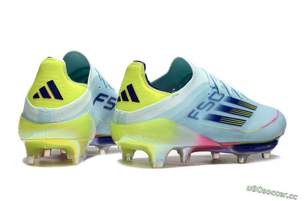 Men's Adidas F50+ Lightstrike Elite FG Firm Ground Low-Tops Football Boots - Blue/Yellow/Pink 6