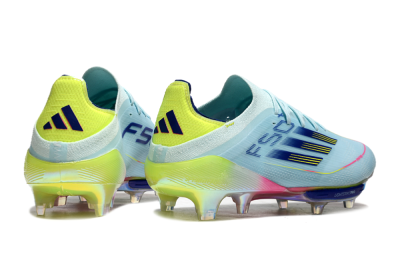 Men's Adidas F50+ Lightstrike Elite FG Firm Ground Low-Tops Football Boots - Blue/Yellow/Pink