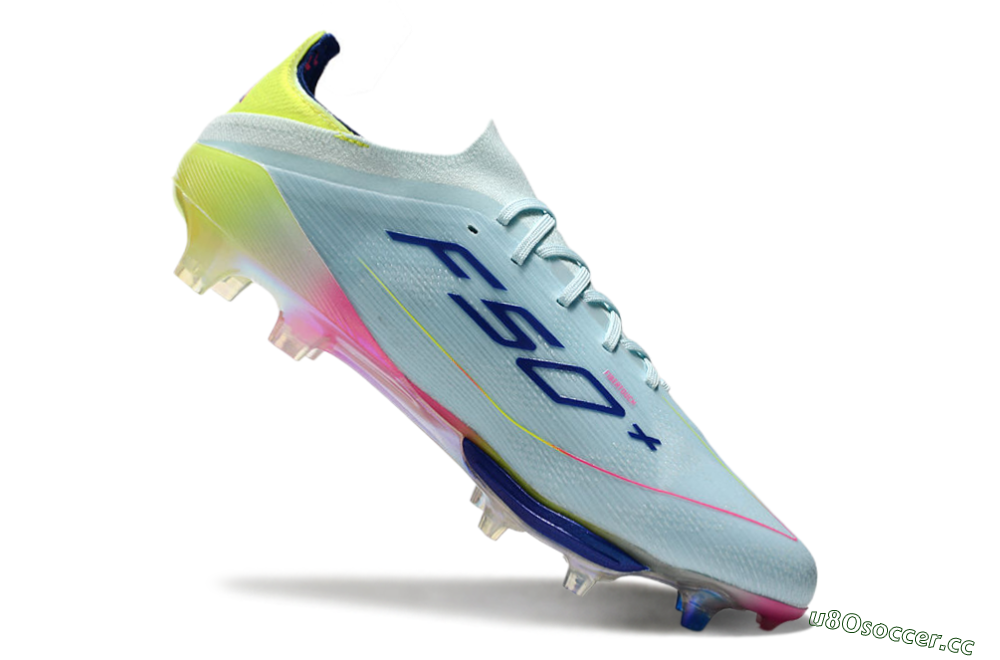 Men's Adidas F50+ Lightstrike Elite FG Firm Ground Low-Tops Football Boots - Blue/Yellow/Pink 4