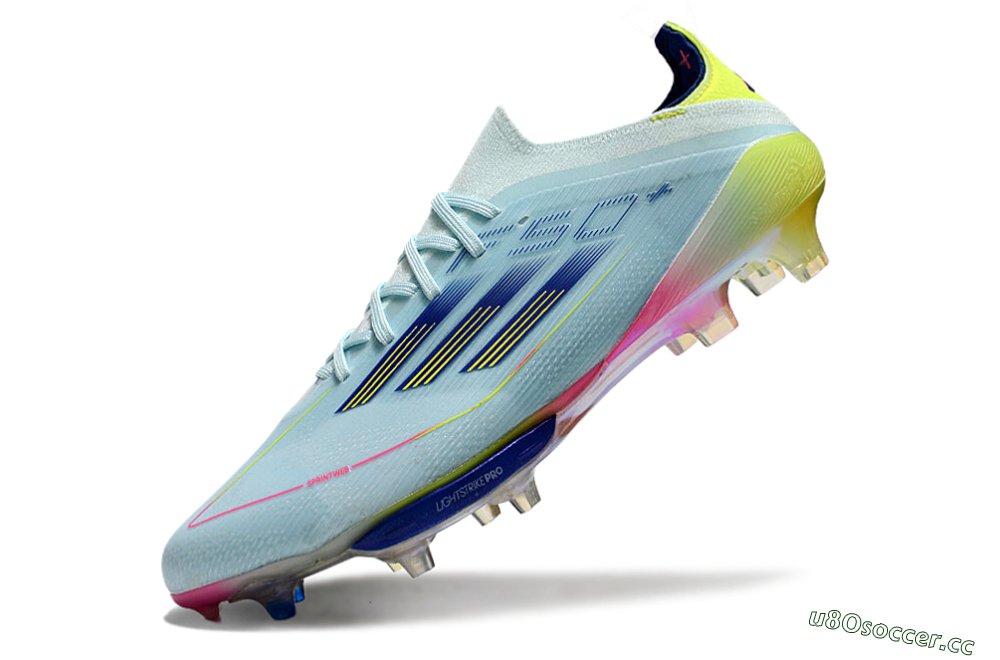 Men's Adidas F50+ Lightstrike Elite FG Firm Ground Low-Tops Football Boots - Blue/Yellow/Pink 5