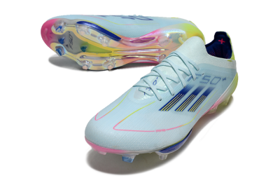 Men's Adidas F50+ Lightstrike Elite FG Firm Ground Low-Tops Football Boots - Blue/Yellow/Pink