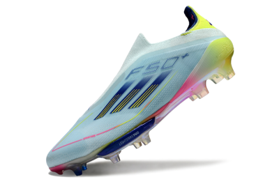 Men's Adidas F50+ Lightstrike Elite Laceless FG Firm Ground Low-Tops Football Boots - Blue/Yellow/Pink