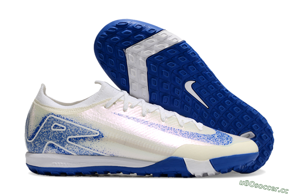 Unisex Nike Air Zoom Mercurial Vapor 16 Elite TF Artificial Turf Low-Tops Football Shoes - White/Blue/Jade 2