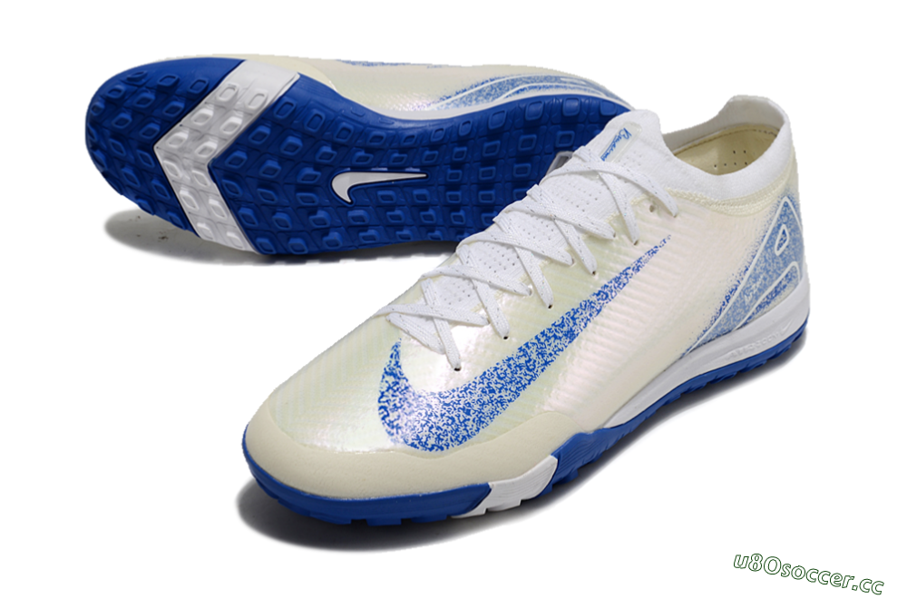 Unisex Nike Air Zoom Mercurial Vapor 16 Elite TF Artificial Turf Low-Tops Football Shoes - White/Blue/Jade 3