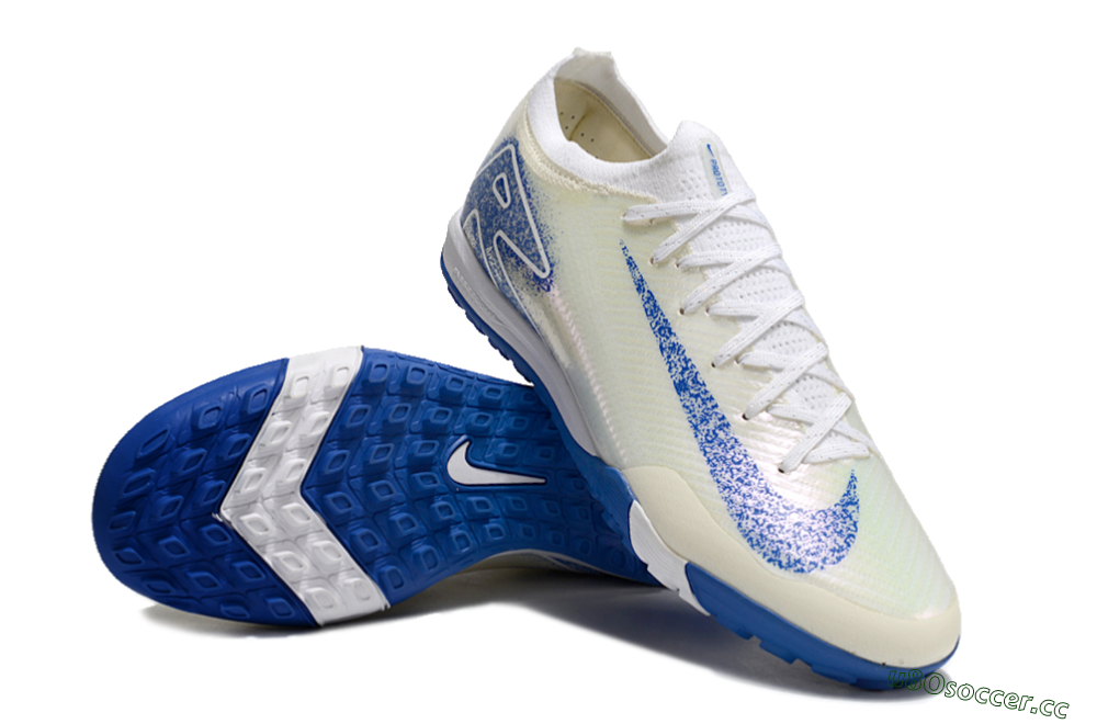 Unisex Nike Air Zoom Mercurial Vapor 16 Elite TF Artificial Turf Low-Tops Football Shoes - White/Blue/Jade 4