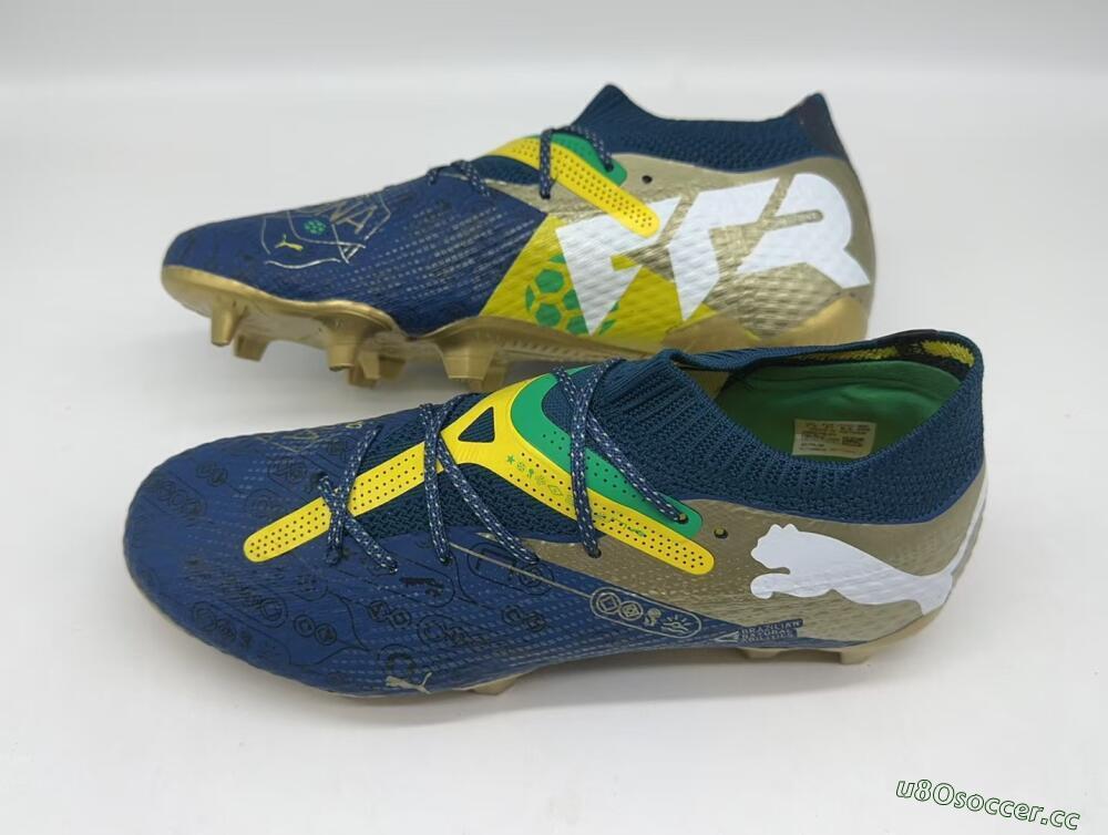 Men's Puma x Neymar Future 7 Ultimate bna FG Firm Ground Low-Tops Football Boots - Blue/Yellow/Green