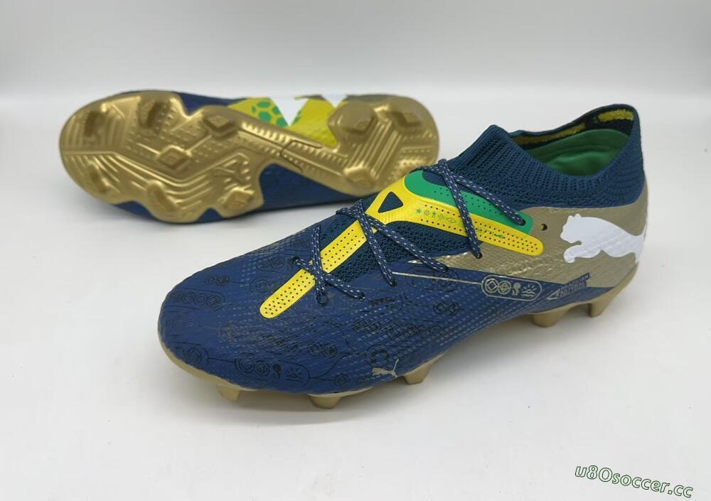 Men's Puma x Neymar Future 7 Ultimate bna FG Firm Ground Low-Tops Football Boots - Blue/Yellow/Green