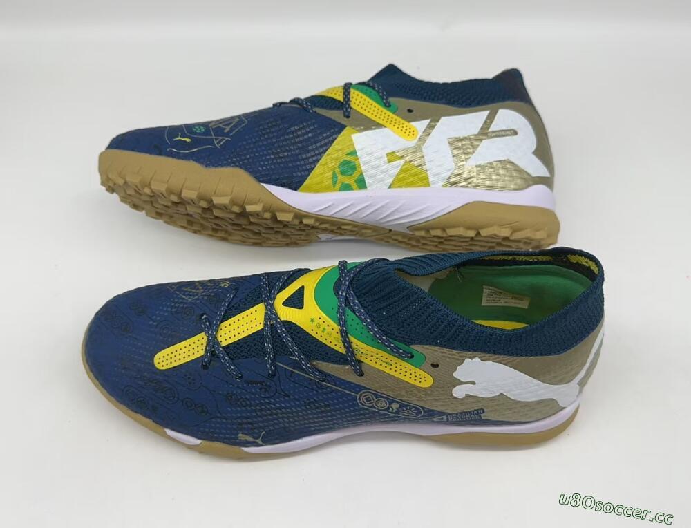 Men's Puma x Neymar Future 7 Ultimate bna TF Artificial Turf Low-Tops Football Shoes - Blue/Yellow/Green