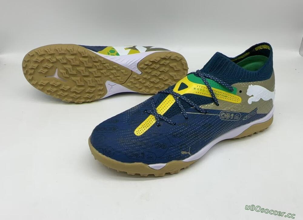Men's Puma x Neymar Future 7 Ultimate bna TF Artificial Turf Low-Tops Football Shoes - Blue/Yellow/Green
