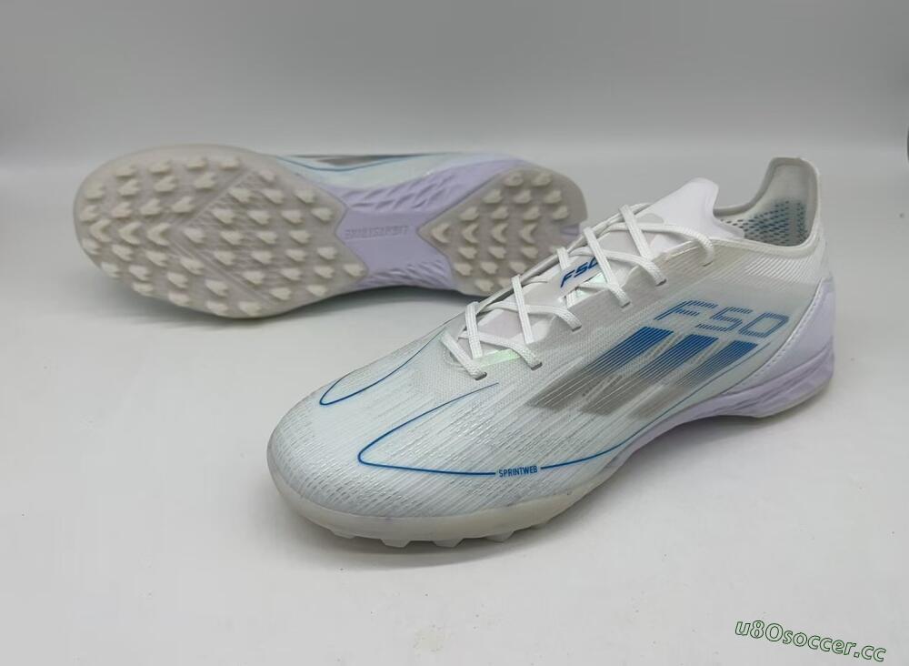 Men's Adidas F50 Pro TF Artificial Turf Low-Tops Football Shoes - White/Blue