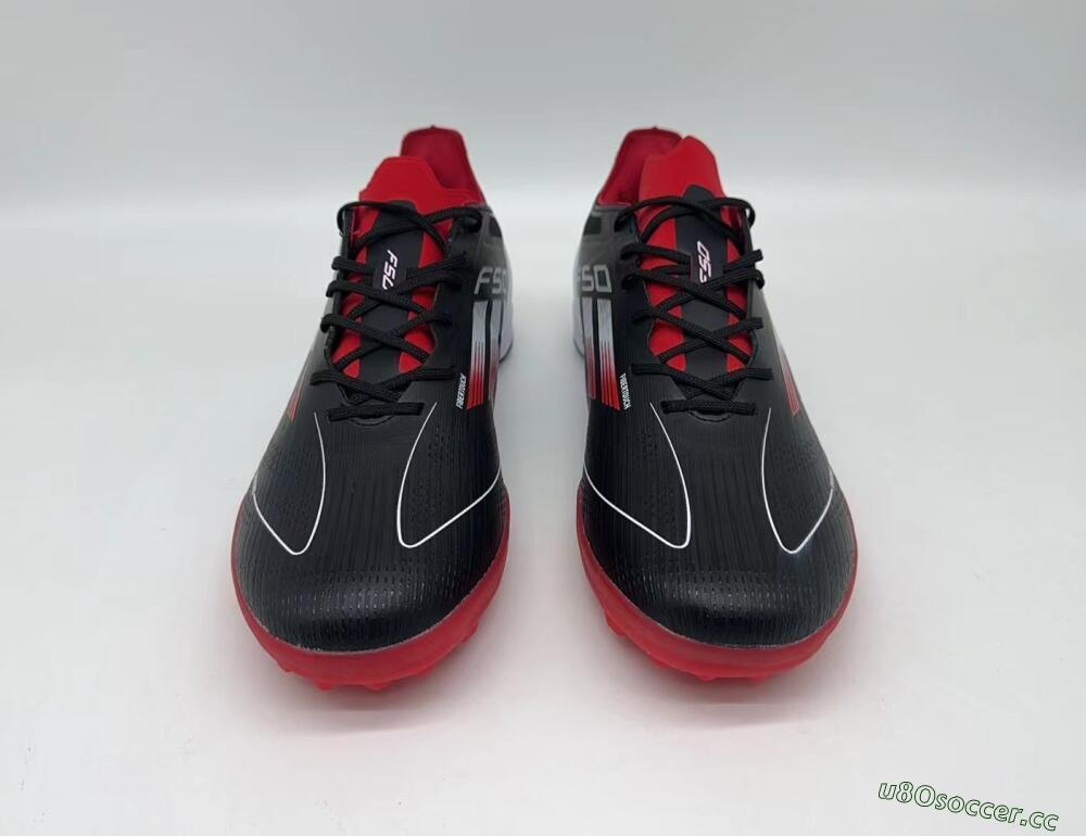 Men's Adidas F50 Pro TF Artificial Turf Low-Tops Football Shoes - Black/Red/White