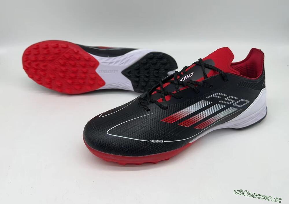 Men's Adidas F50 Pro TF Artificial Turf Low-Tops Football Shoes - Black/Red/White
