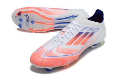 Unisex Adidas F50 Elite Firm Ground Low-Tops Football Boots - Pink/White/Blue