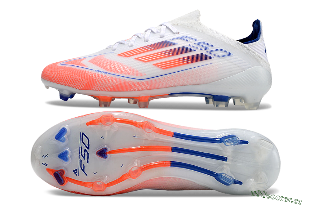 Unisex Adidas F50 Elite Firm Ground Low-Tops Football Boots - Pink/White/Blue 1
