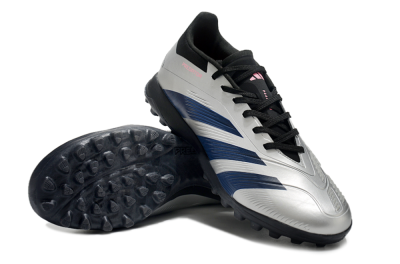 Men's Adidas Predator 24 Elite TF Artificial Turf Low-Tops Football Shoes - Silver/Blue/Pink