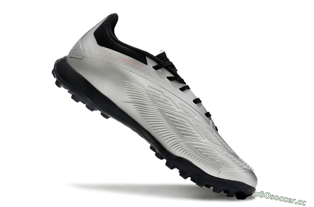 Men's Adidas Predator 24 Elite TF Artificial Turf Low-Tops Football Shoes - Silver/Blue/Pink 4