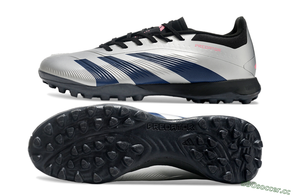 Men's Adidas Predator 24 Elite TF Artificial Turf Low-Tops Football Shoes - Silver/Blue/Pink 1