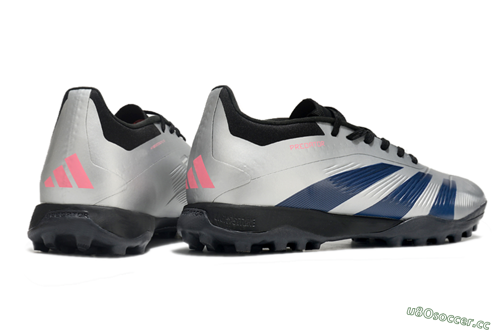 Men's Adidas Predator 24 Elite TF Artificial Turf Low-Tops Football Shoes - Silver/Blue/Pink 6