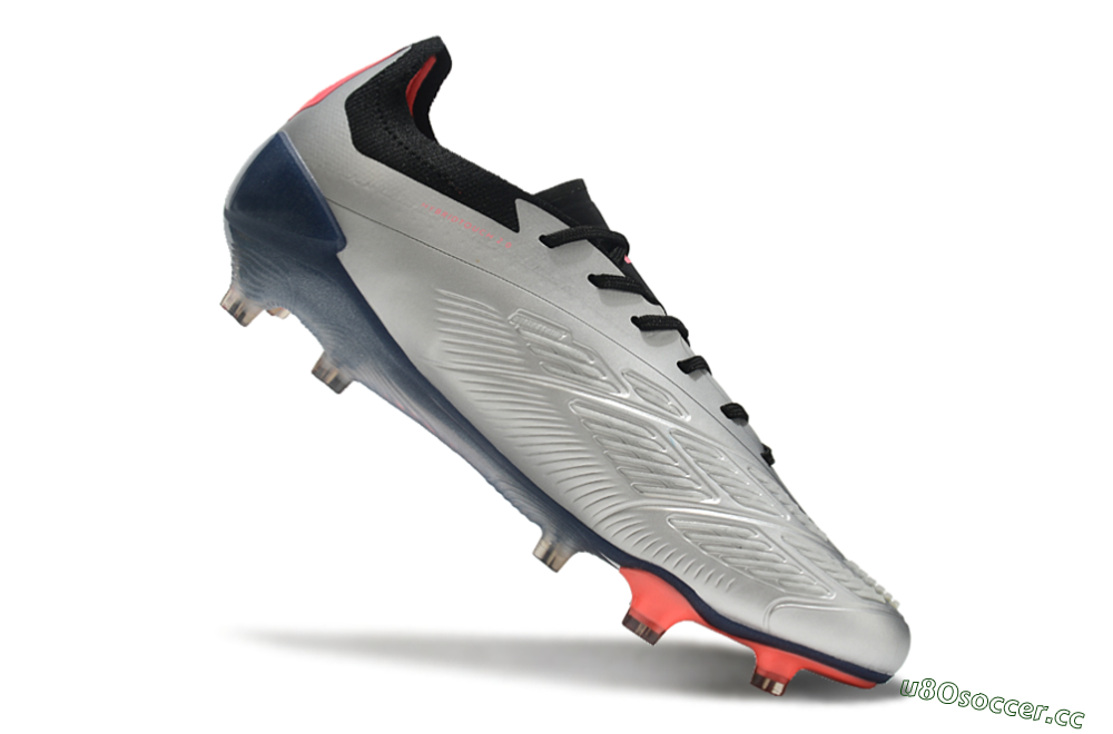 Men's Adidas Predator 24 Elite FG Firm Ground Low-Tops Football Boots - Silver/Blue/Red 4
