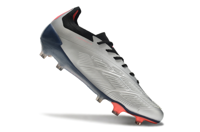 Men's Adidas Predator 24 Elite FG Firm Ground Low-Tops Football Boots - Silver/Blue/Red