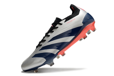 Men's Adidas Predator 24 Elite FG Firm Ground Low-Tops Football Boots - Silver/Blue/Red