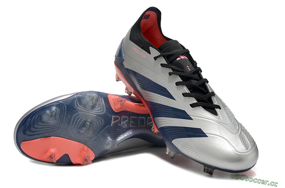 Men's Adidas Predator 24 Elite FG Firm Ground Low-Tops Football Boots - Silver/Blue/Red 3