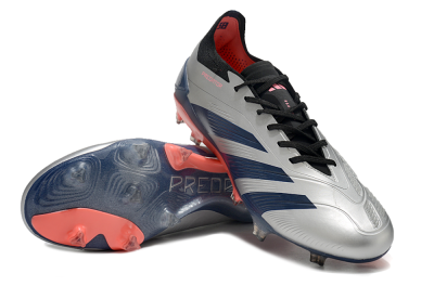 Men's Adidas Predator 24 Elite FG Firm Ground Low-Tops Football Boots - Silver/Blue/Red