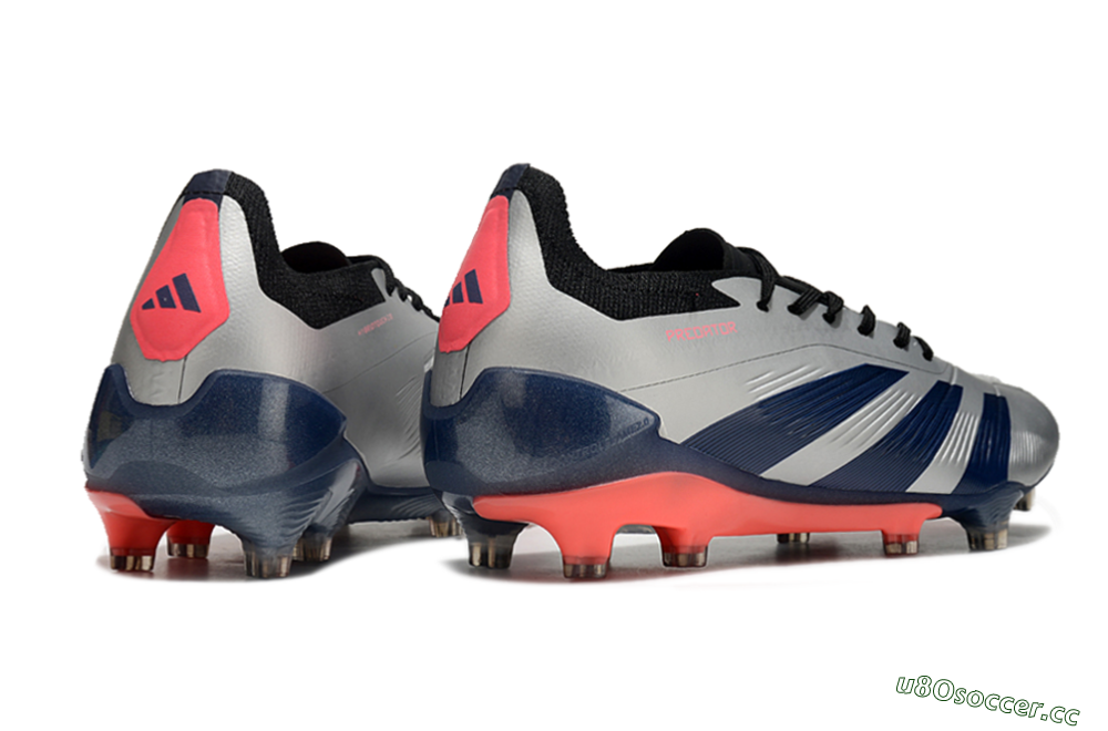 Men's Adidas Predator 24 Elite FG Firm Ground Low-Tops Football Boots - Silver/Blue/Red 6