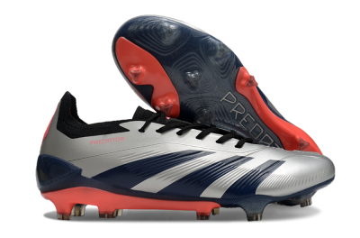 Men's Adidas Predator 24 Elite FG Firm Ground Low-Tops Football Boots - Silver/Blue/Red