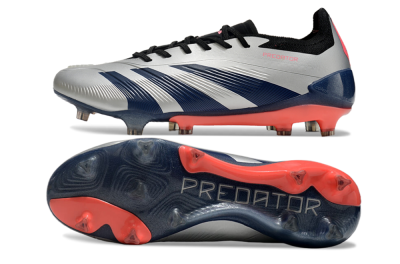 Men's Adidas Predator 24 Elite FG Firm Ground Low-Tops Football Boots - Silver/Blue/Red