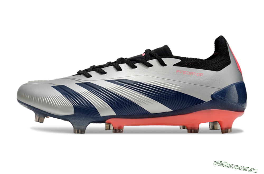 Men's Adidas Predator 24 Elite FG Firm Ground Low-Tops Football Boots - Silver/Blue/Red 0