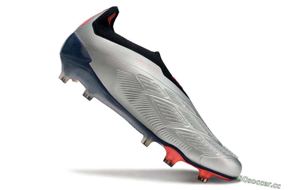 Men's Adidas Predator 24 Elite laceless FG Firm Ground Low-Tops Football Boots - Silver/Blue/Red 4