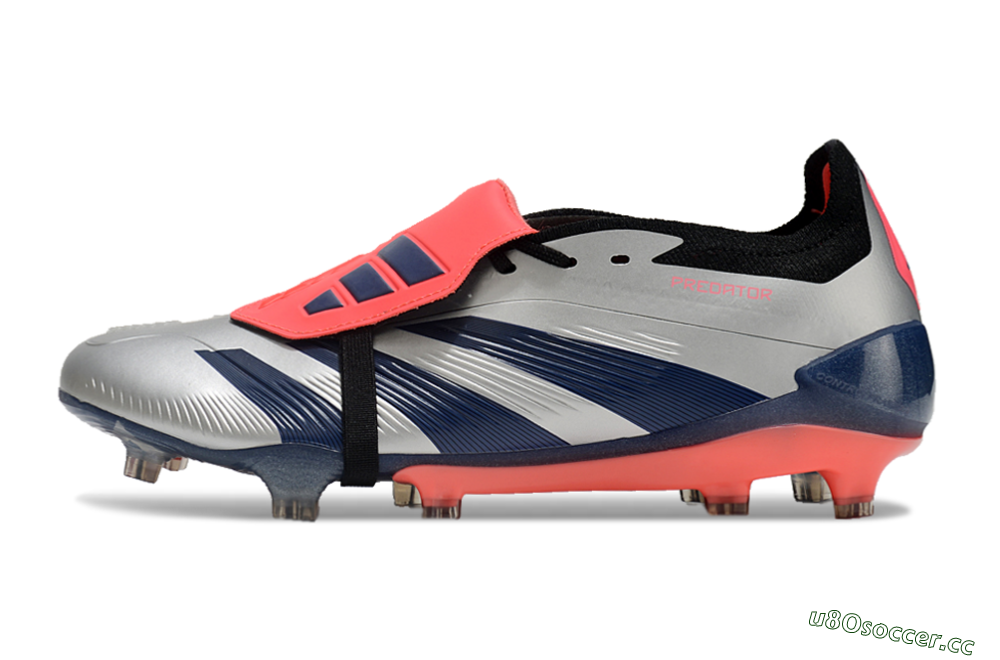 Men's Adidas Predator Elite Foldover Tongue FG Firm Ground Low-Tops Football Boots - Silver/Blue/Red 0