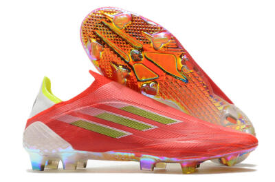 Men's Adidas X Speedflow+ Laceless FG Firm Ground Low-Tops Football Boots - Red/Yellow/Gold