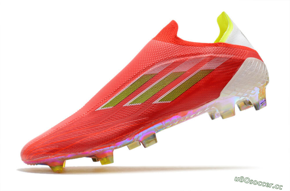Men's Adidas X Speedflow+ Laceless FG Firm Ground Low-Tops Football Boots - Red/Yellow/Gold 5